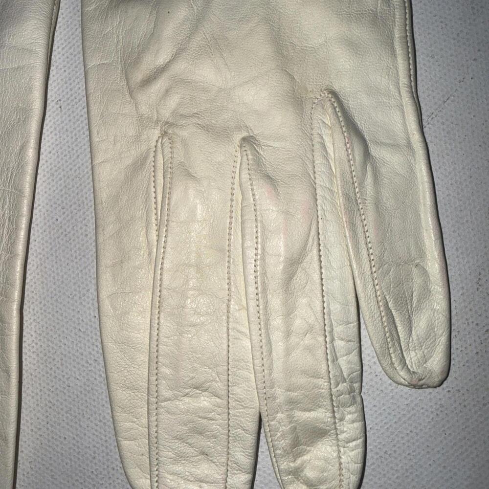 VTG 50's Era Lovely Ivory Soft Leather Dress Glam Wedding Old Money Gloves 6.5